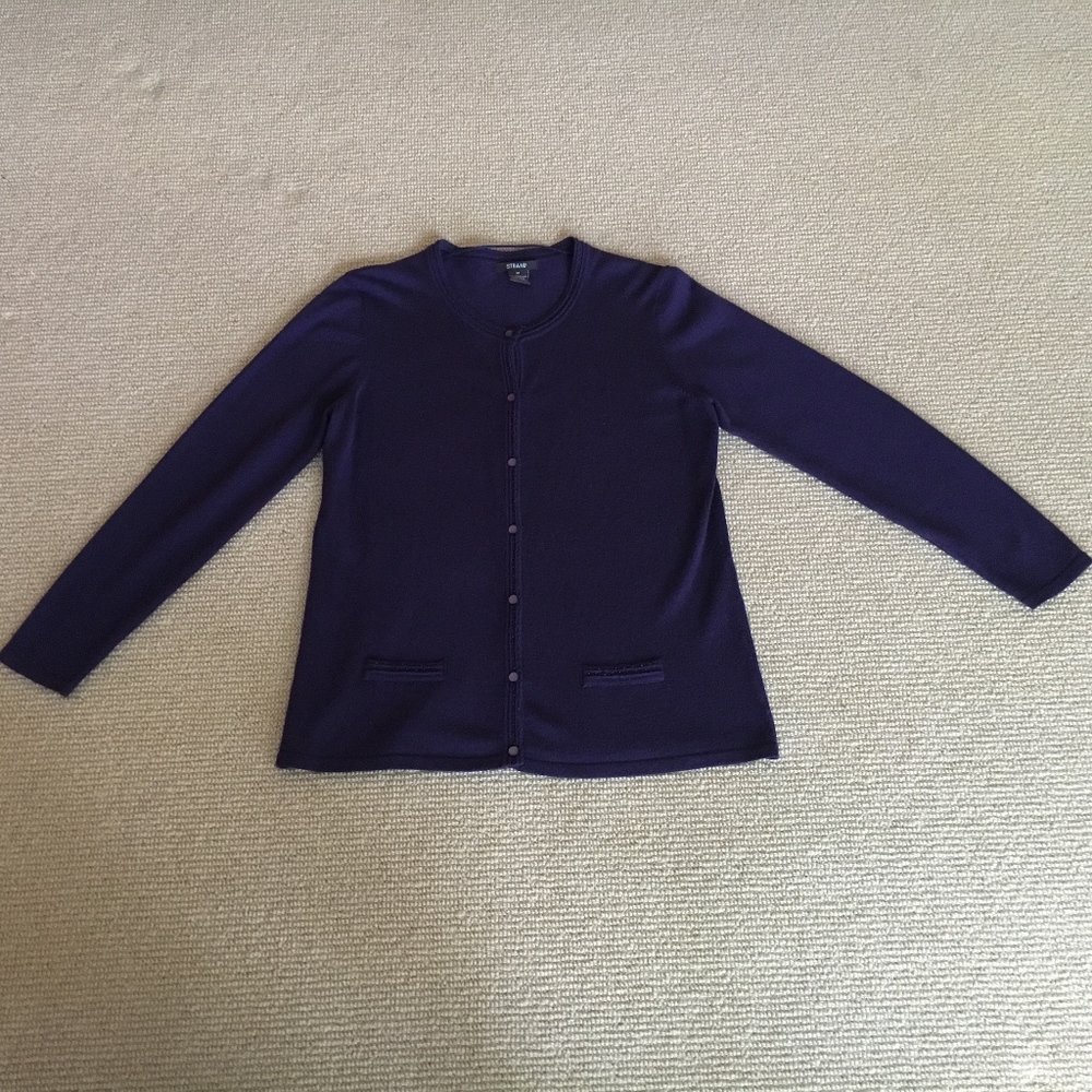 Strand Purple Cardigan Sweater, Size Medium